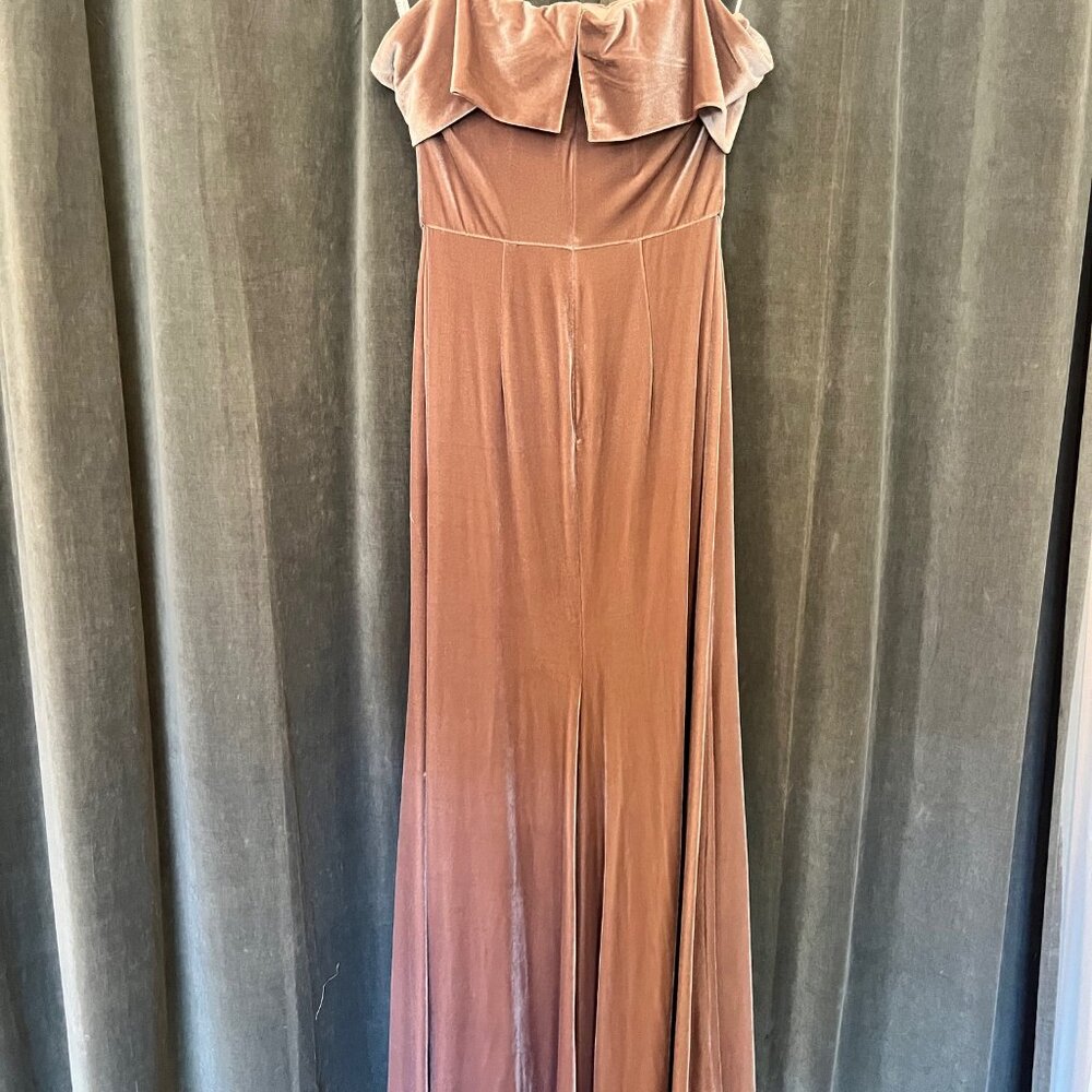 Watters Off-Shoulder Velvet Wedding Dress in Mauve - Picture 4 of 4